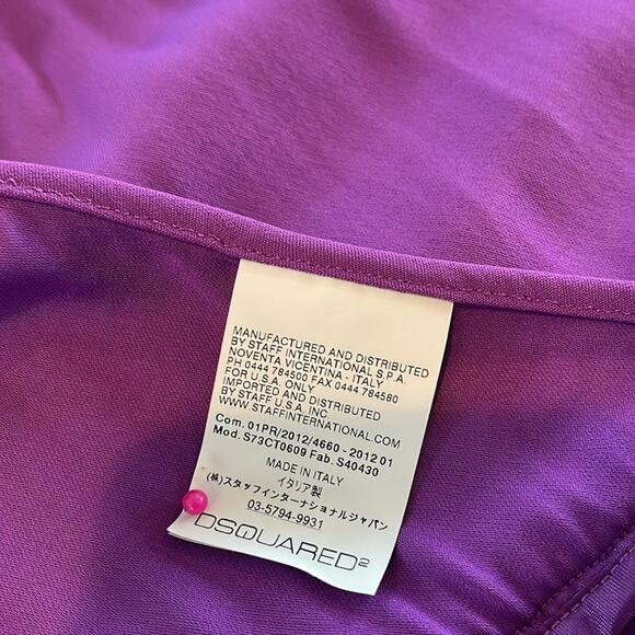 DSQUARED2 Women Color Block Tunic Dress White Purple - Picture 4 of 13